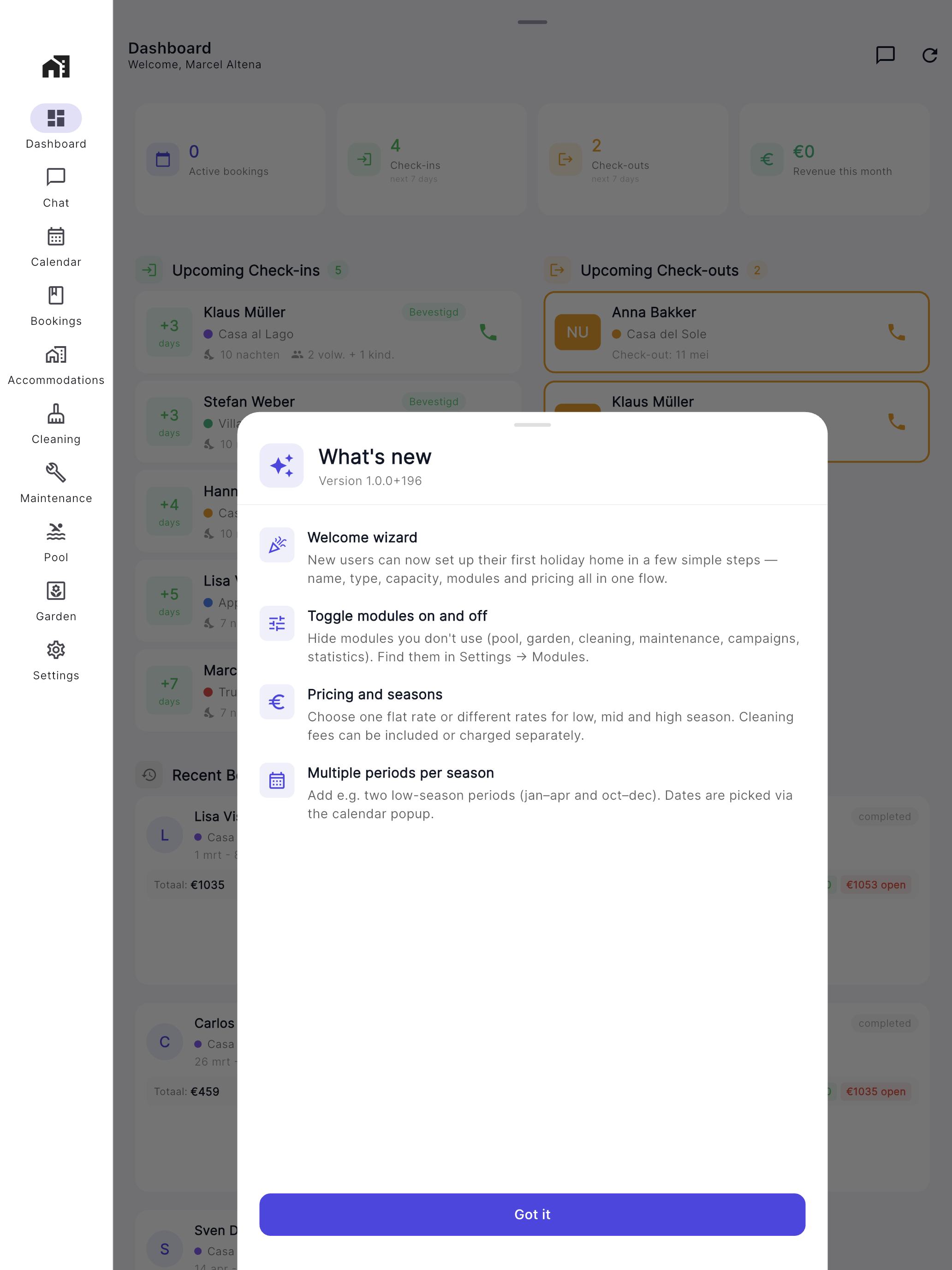 CasaMio dashboard